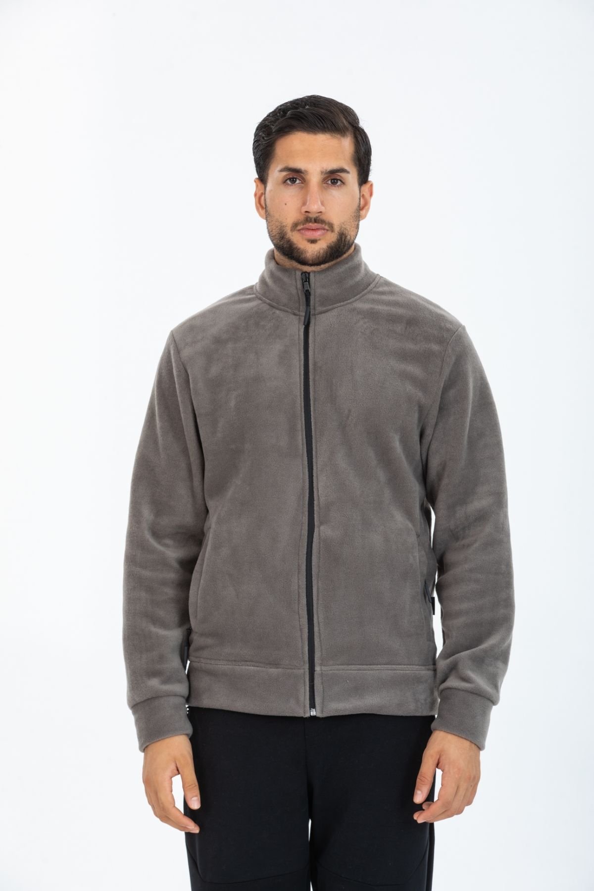 Dik Yaka Fermuarlı Polar Sweatshirt