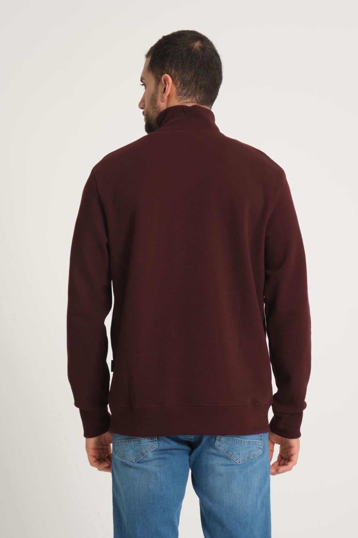 Pike Kumaş Yarım Fermuarlı Dik Yaka Sweatshirt