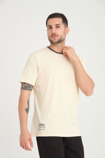 Regular Kalıp Baskılı Triko Yaka T-Shirt