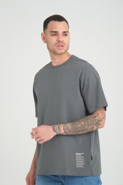 Ön ve Kol Baskılı İki İplik Oversize T-Shirt