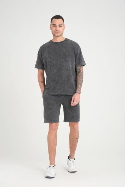 Asit Yıkamalı Oversize T-Shirt & Şort Takım