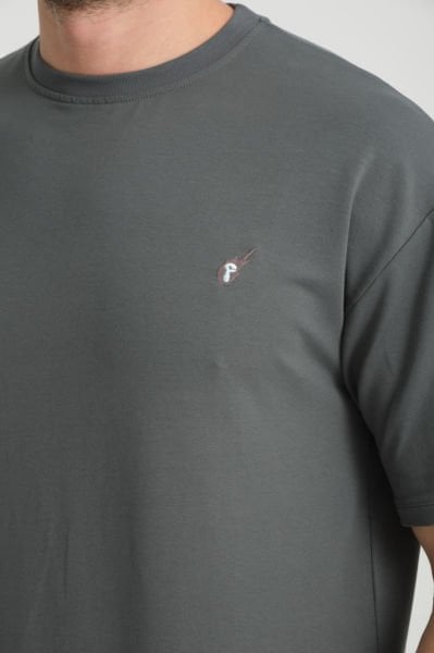 Ön Nakışlı İki İplik Oversize T-Shirt