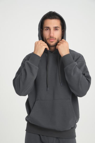 Kanguru Cepli Üç İplik Diagonel Kumaş Kapüşonlu Sweatshirt