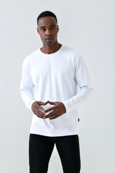 Bisiklet Yaka Fırçalı Interlok Kumaş Basic Sweatshirt