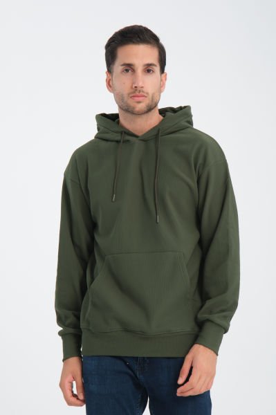 Oversize Ottoman Kumaş Kapüşonlu Sweatshirt