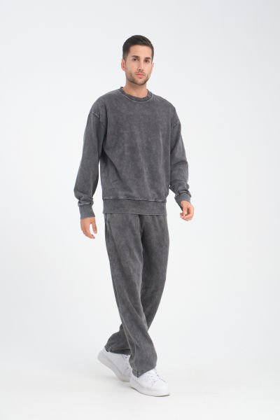 Asit Yıkamalı Oversize Sweatshirt – Baggy Pantolon Takım