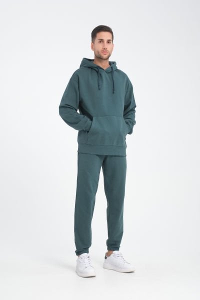 Asit Yıkamalı Oversize Kapüşonlu Sweatshirt – Baggy Lastik Paça Pantolon Takım