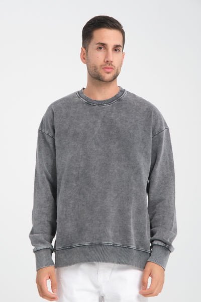 Asit Yıkamalı Oversize Sweatshirt