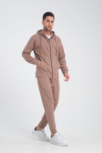 Fermuarlı Kapüşonlu Sweatshirt & Manşet Paça Eşofman Altı Takım