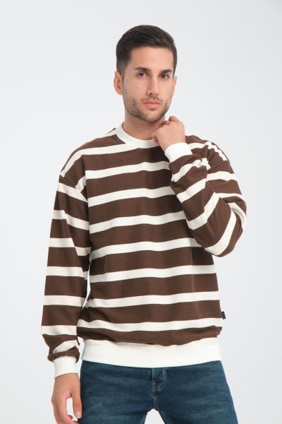 Kalın Çizgili Etek & Kol Manşetli Sweatshirt