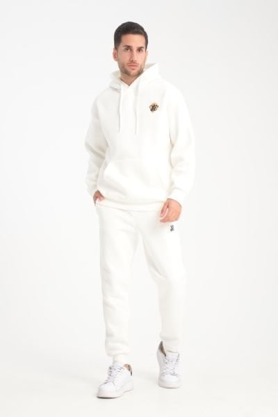 Oversize Puf Baskılı Kapüşonlu Sweatshirt & Manşet Paça Eşofman Altı