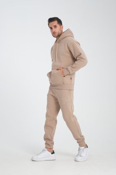 Oversize Puf Baskılı Kapüşonlu Sweatshirt & Lastik Paça Eşofman Altı