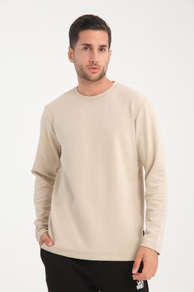 Basic Kupra Fırçalı Interlok Bisiklet Yaka Sweatshirt