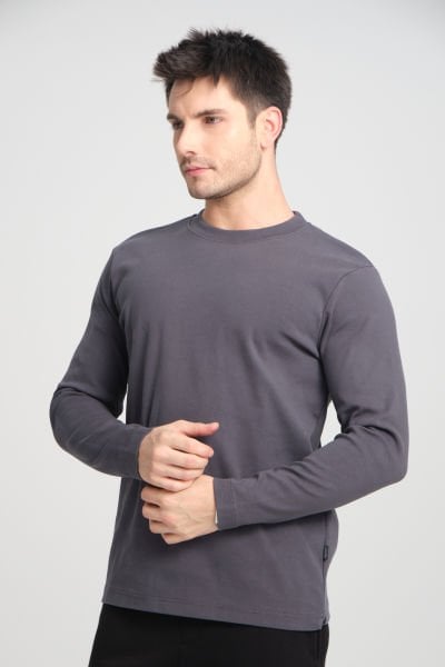 Regular Fit Kalın Ribana Kumaş Bisiklet Yaka Sweatshirt