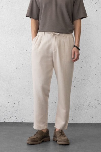 Keten Kumaş Bilek Boy Jogger Pantolon